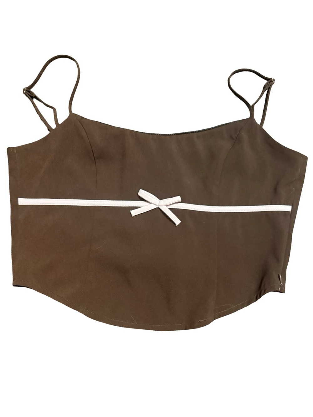 Motel Rocks Chocolate Brown Camisole with pink Bow
